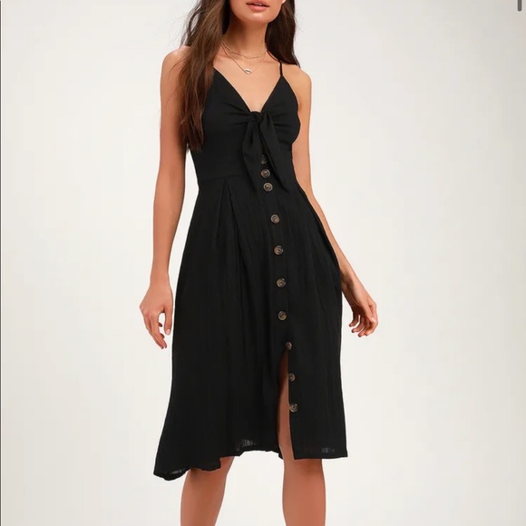 Dresses | Black Midi Dress Tie Front | Poshmark Dresses | Black Midi Dress Tie Front | Poshmark